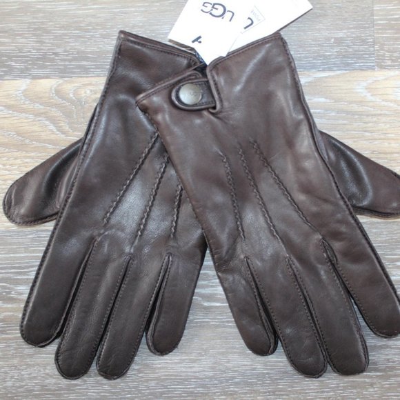 NWT MEN'S UGG TAB LEATHER SMART GLOVES BROWN XL - Picture 1 of 5